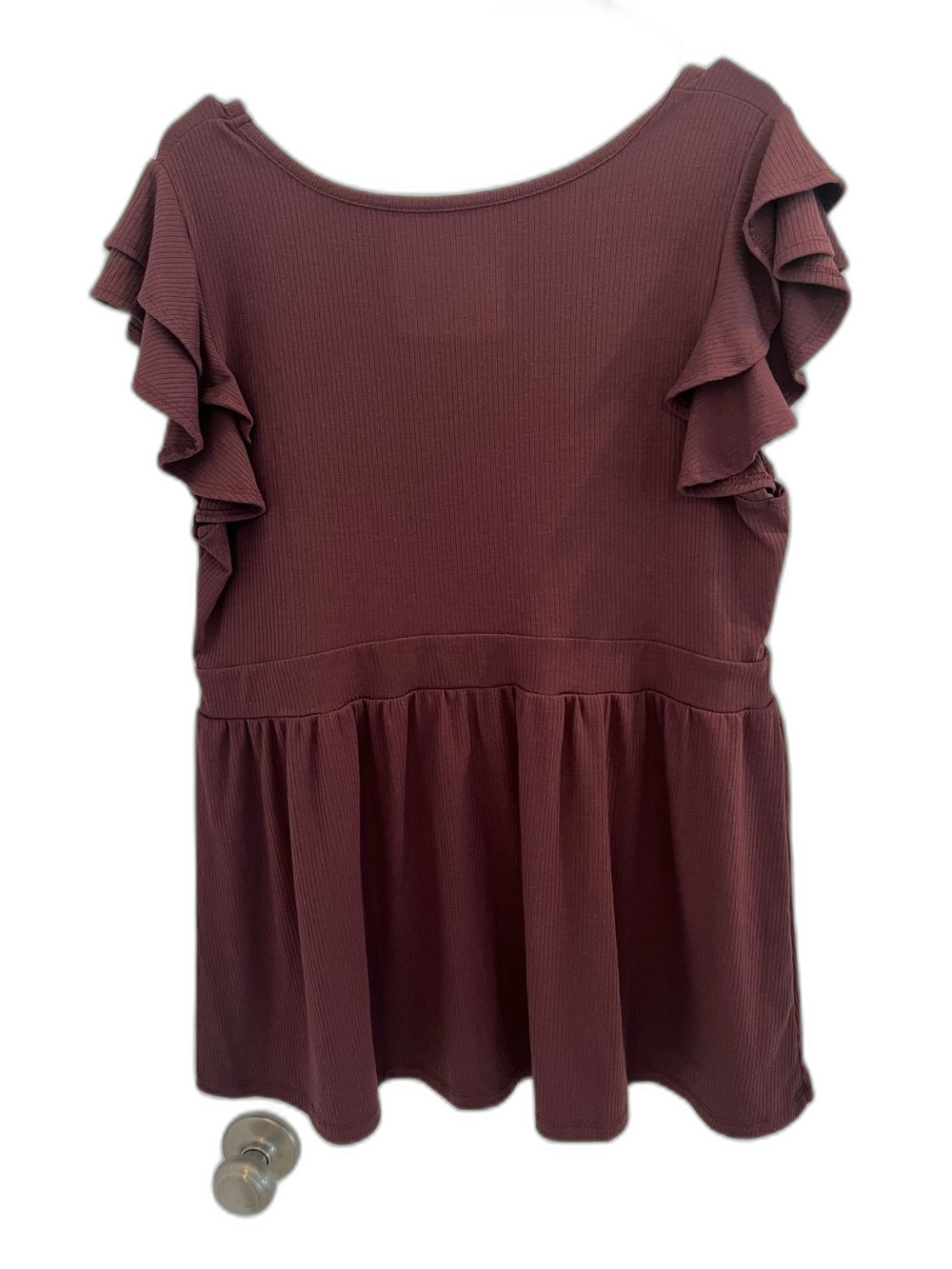 Torrid Super Soft Rib Square Neck Double Ruffle Babydoll Top - Picture 3 of 5